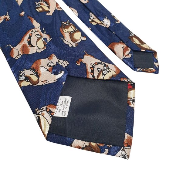 Steven Harris Handmade Bulldog Pattern Blue Tie Novelty Cartoon Vet Shelter Dog - Picture 6 of 6